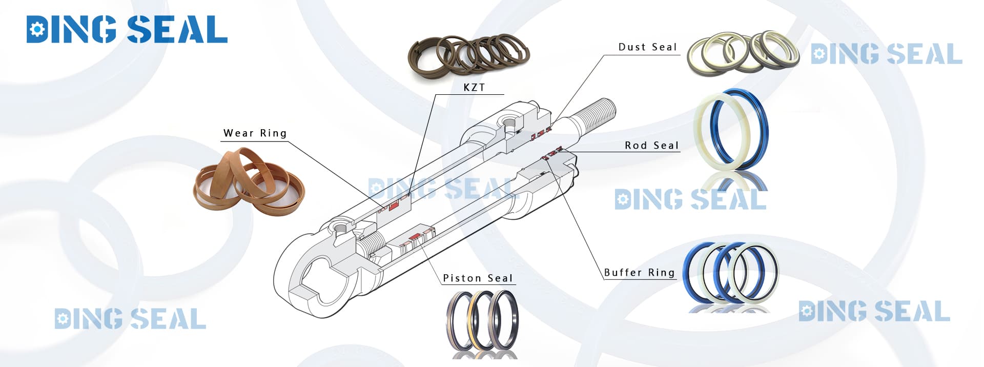 Hydraulic cylinder seal components